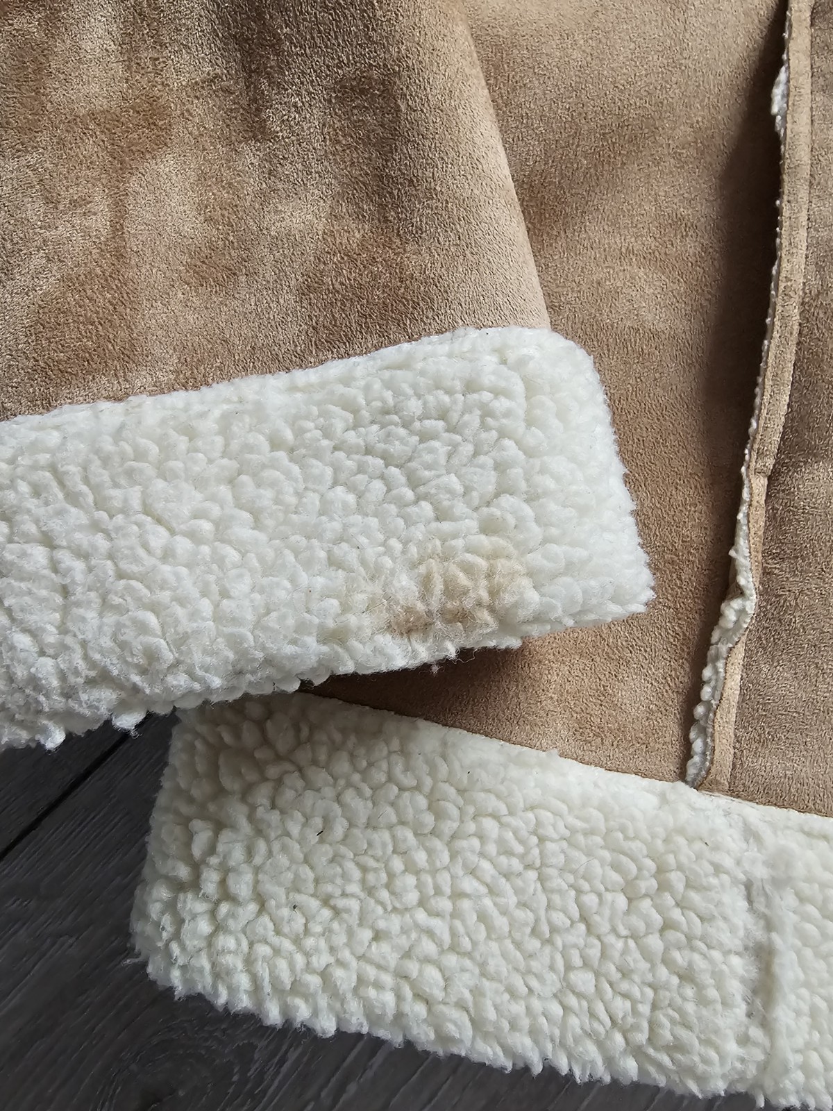 Vintage Y2K 2004 Marks and Spencer Shearling Aviator Jacket Brown Beige UK 14 image 2