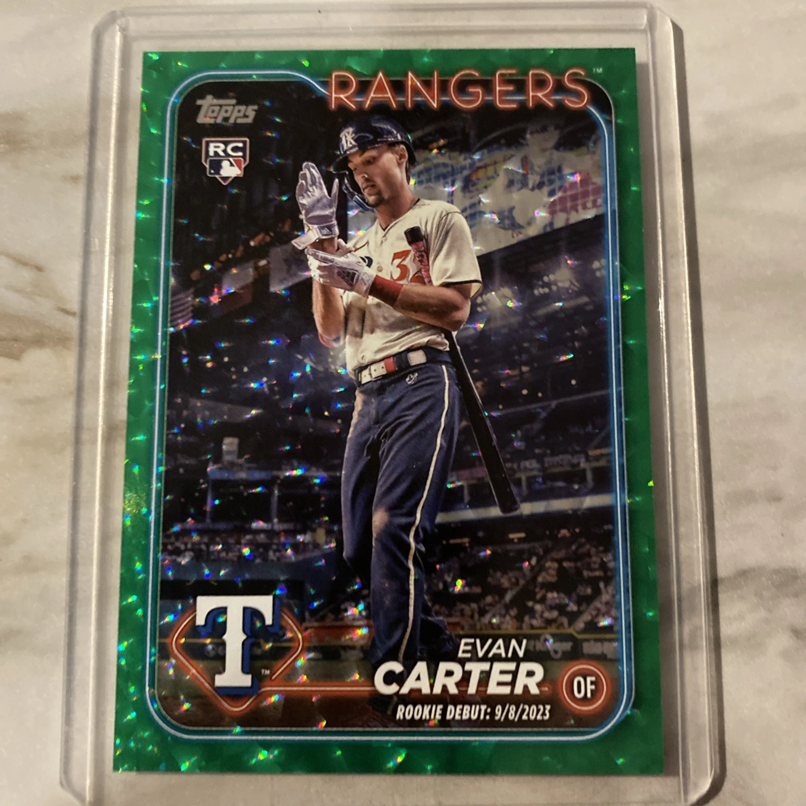 2024 Topps Update EVAN CARTER GREEN CRACKLE ROOKIE DEBUT /499 SP