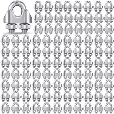 100 Pcs 1/8 Inch M3 Stainless Steel Cable Wire Rope Clamps U Bolt Saddle