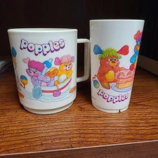 Popples Vintage Plastic Cup & Mug 1986 Deka Plastics Made In USA VGC