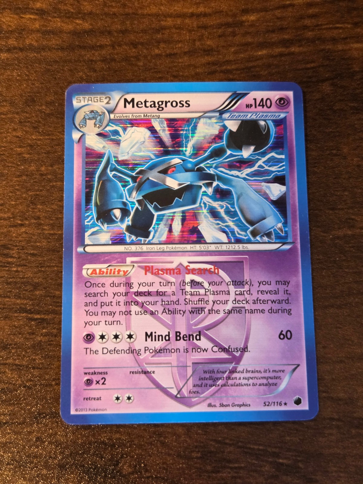 Pokemon TCG Metagross (Team Plasma) 52/116 Plasma Freeze Holo LP 2013 Vintage