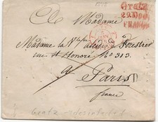 Austria, pre. List Phila z 1848 roku z Gratz do Paryża