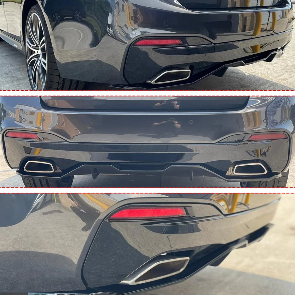 Carbon Fiber Look Rear Bumper Diffuser For 2017-22 BMW 5 Series G30 G31 M SPORT - Imagem 3 de 4