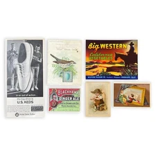 (6) Vintage Advertisements & Antique Trade Cards