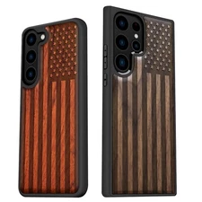 Wood Phone Case for Galaxy S25 Ultra S24 S23 S22 S21 Plus FE Note20 5G Cover