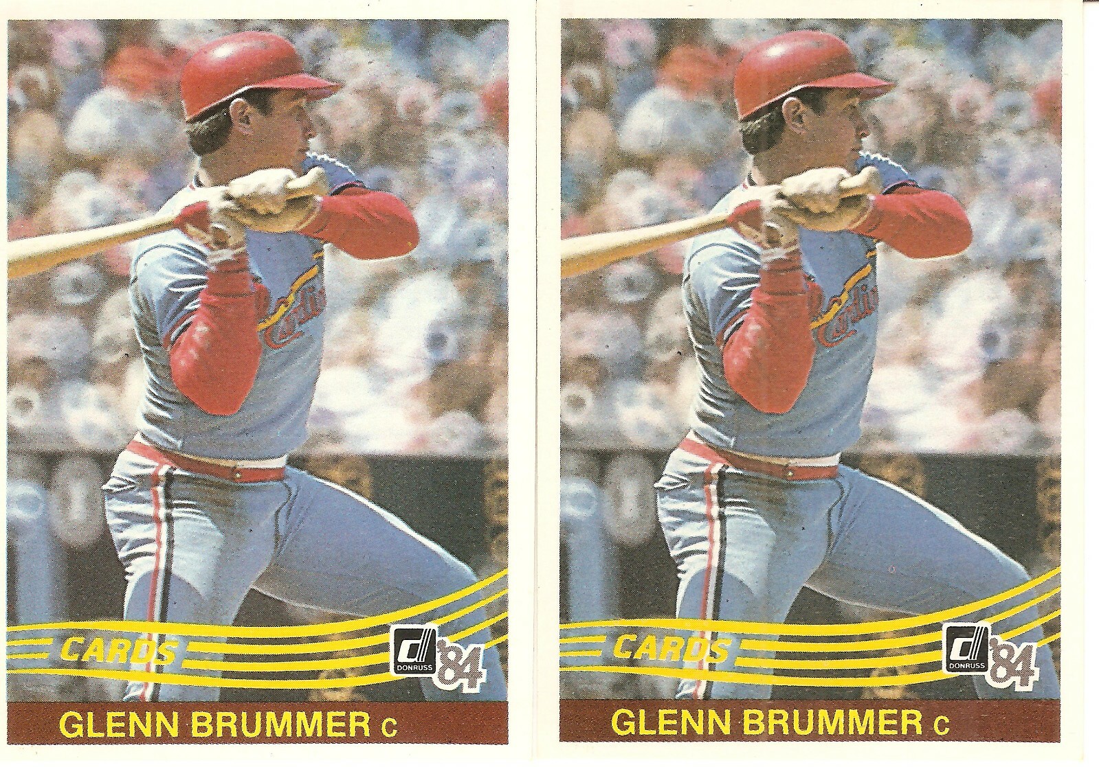 2 CARD 1984 DONRUSS GLENN BRUMMER BASEBALL CARD LOT  #138
