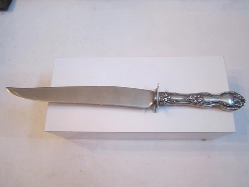 VINTAGE R W STERLING SILVER SERVING KNIFE - 11 1/2" LONG  - 91g TW - TUB T