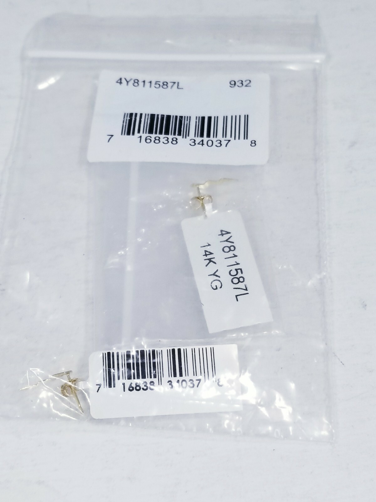 SOLID LIGHTNING BOLT STUD EARRING 14K - image 1