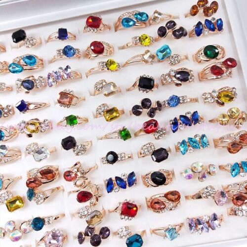 Wholesale lot 24pcs rings cubic zirconia cz crystal lady jewelry - Afbeelding 1 van 12