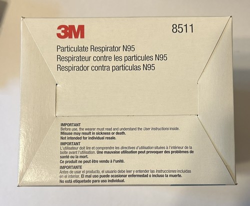 3M N95 Particulate Respirator Face Mask, Single Pack. 10 Respirators Per Pack - Picture 2 of 3