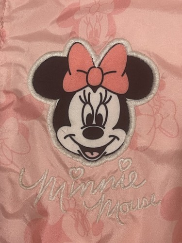 Size 5 Disney Jr Minnie Mouse Pink Rain Jacket Coat Long Lined - Picture 9 of 12