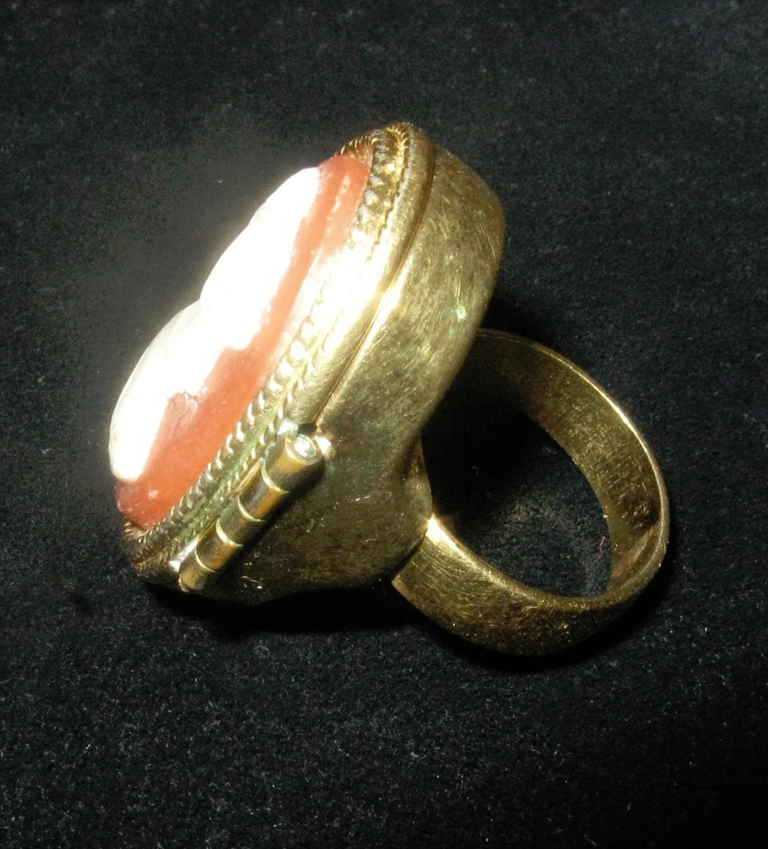 Vintage Avon Faux Cameo Ring Perfume Locket Adjustable Goldtone eBay