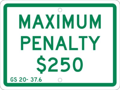 NMC TMAS15H Maximum Penalty $250 Sign 12in. x 9in. All Purpose Aluminum State