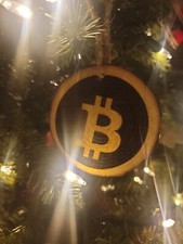 Wooden Bitcoin Christmas Ornament