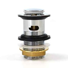 Quality Slotted Chrome Click Clack Basin Waste Sink Pop Up Plug Push Brass