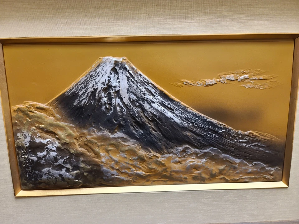 Pintura 3D vintage de la montaña Fuji de Japón Japón buen estado, 25"x16,5" Foto 3 de 4