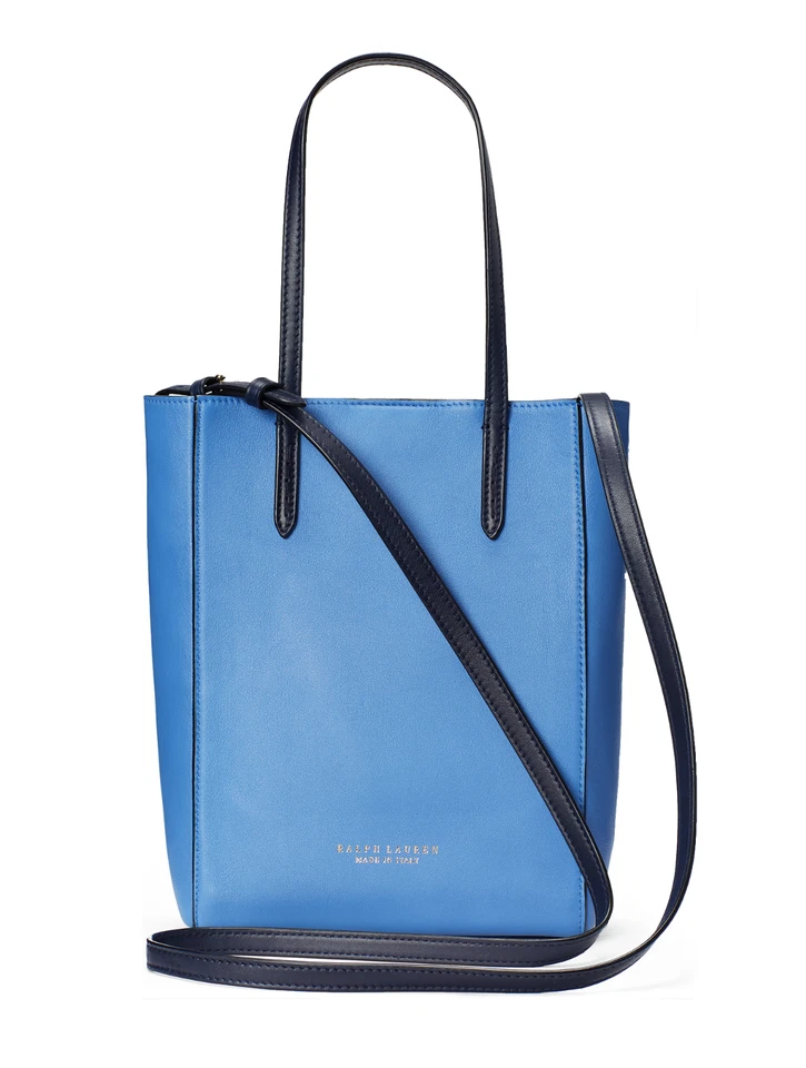 $1,100 Ralph Lauren Purple Label Blue Leather Steamboat Mini Modern Tote Bag NWT - Image 3 of 4