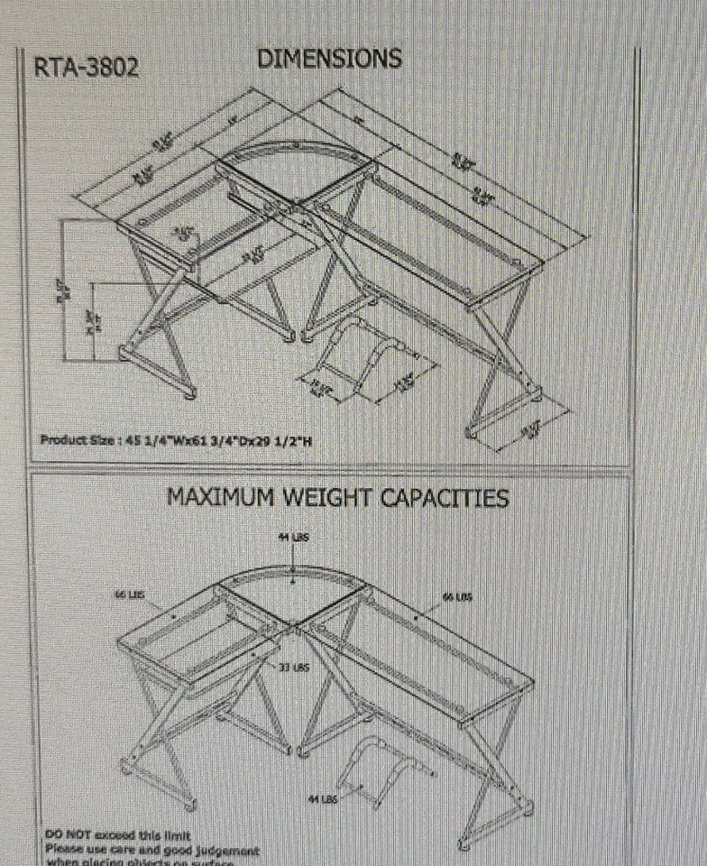 Techni Mobili L 形转角电脑桌 - RTA-3802 GLS 未开封盒 — 第 2/2 张图片