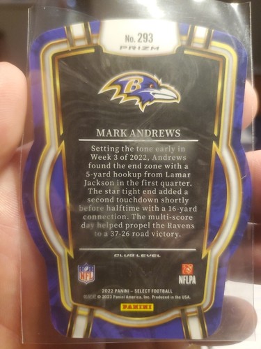 2022 Select Club Level Prizm Die Cut Mark Andrews #293 Ravens #’d /99 TE - Bild 2 von 5