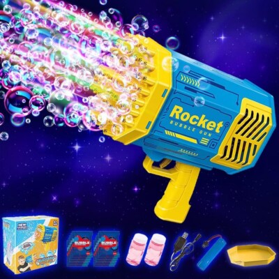 Seifenblasenpistole Bazooka Bubble Gun, 69 Löcher Seifenblasen Luftblasen Maschi