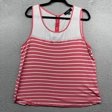 Naif Womens Tank Top Multicolor Stripe Sleeveless Scoop Neck Back Zip Size 2X