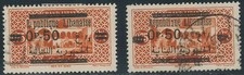 LIBANON 1929 0.50 Pia. a. 0 P. 75 braunrot, 2 gest. Kab.-Stücke AUFDRUCK-ABARTEN