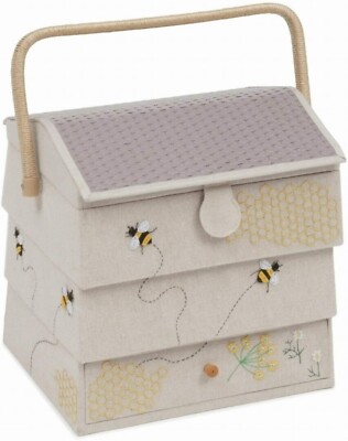 Nähkästchen - bestickt Bienenstock Design Handwerk Aufbewahrung Hobby Geschenk großer Korb