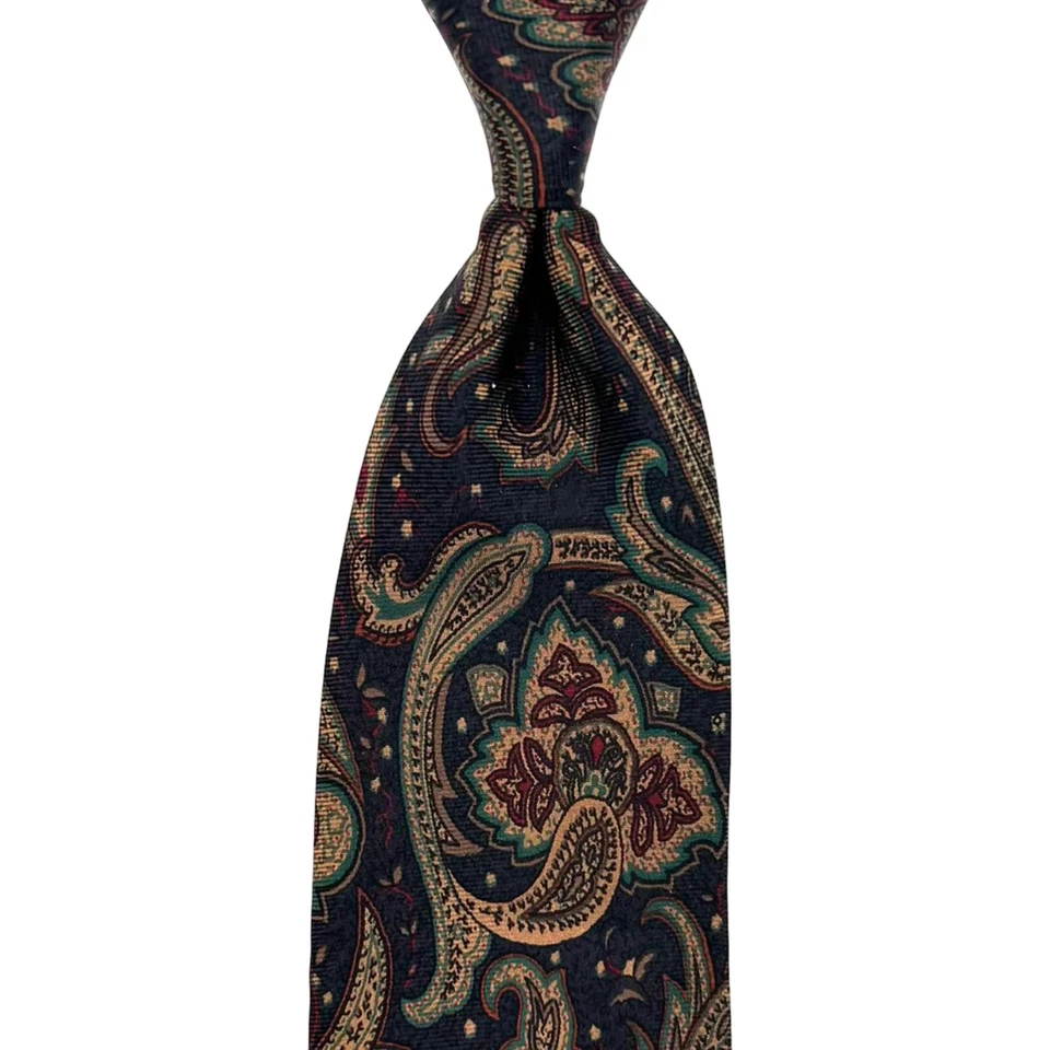 Corbata trasera Paco Rabanne - Corbata de seda Italia vintage patrón cachemir multicolor Foto 3 de 4