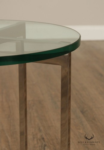 Mid Century Modern Glass Top Chrome Side Table - Picture 10 of 11