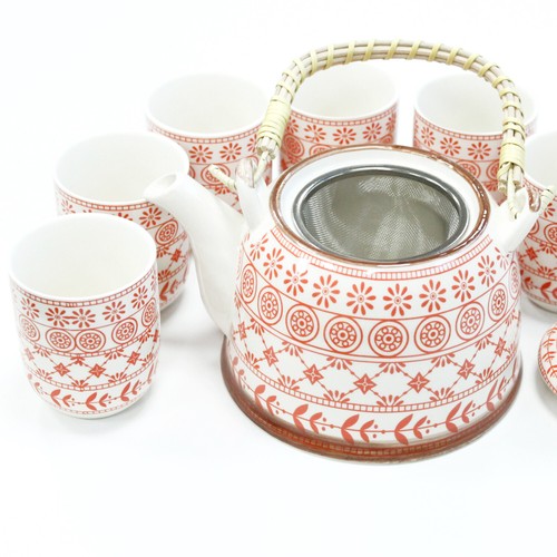 Keramik Kräuter Teekanne mit Sieb & 6 Tassen erstaunliche Designs Einweihungsgeschenk - Bild 2 von 40