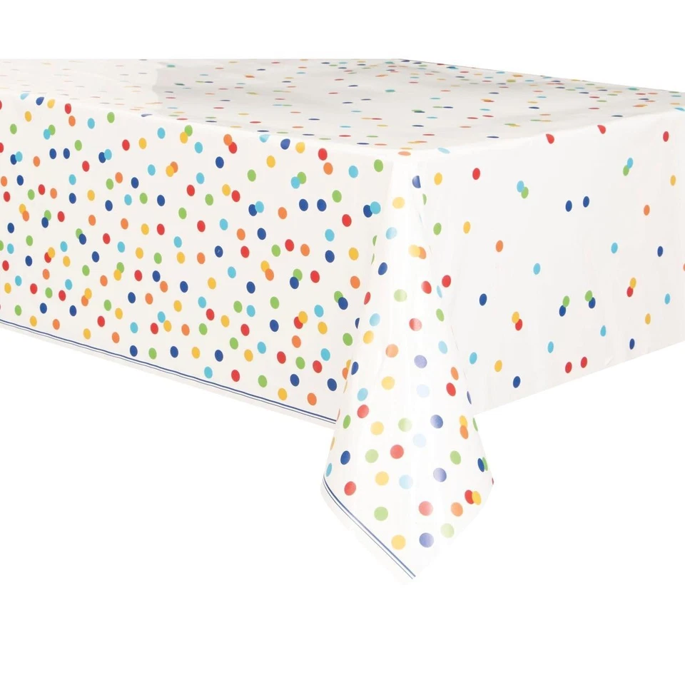 Polka Dot Table Cloth Reusable Colourful Rectangle Table Party Kitchen 130X220CM - Image 2 of 4