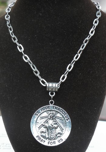 St Jude Thaddeus pendant Necklace 20" or 24" Inch Saint Charm Religious Holy - Picture 2 of 5