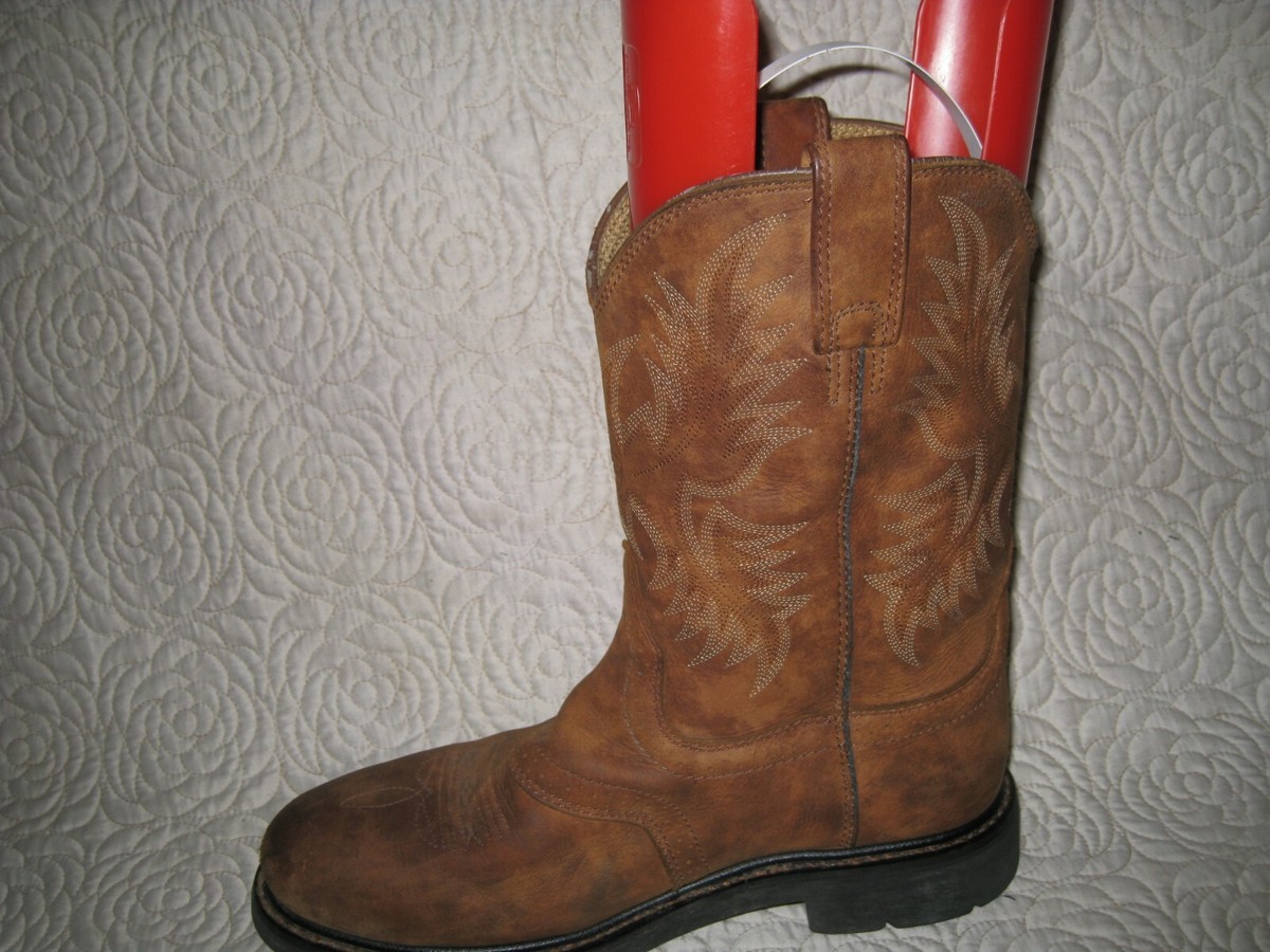 MENS ARIAT COWBOY BROWN LEATHER BOOTS SIZE 10.5 D | eBay