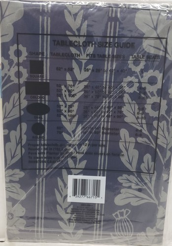 Thin Peva Vinyl Tablecloth 52"x70 Oblong(4-6 people) LEAVES & FLOWERS ON BLUE,GR - Picture 11 of 24