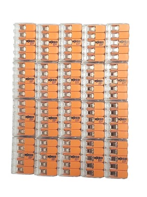 20 Pack Wago 221-415 Lever Nuts 5 Conductor Compact Connectors Orange New  