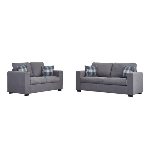 Luxury 2, 3 Seater Linen Fabric Couch Sofa Armchair with 2 Pillows Living Room - Picture 76 of 86