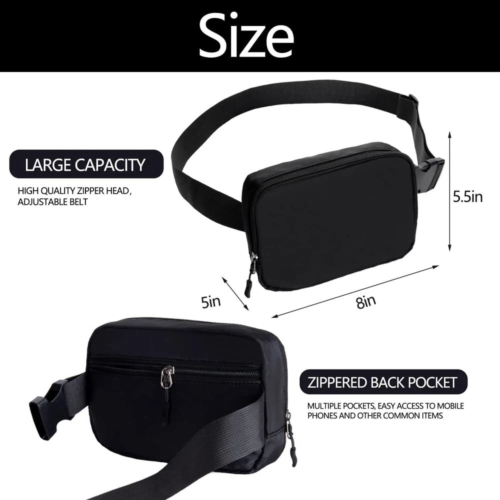 Belt Bag Fanny Pack Crossbody Bags for Women Belt Bag Waist Packs with 3 Pockets