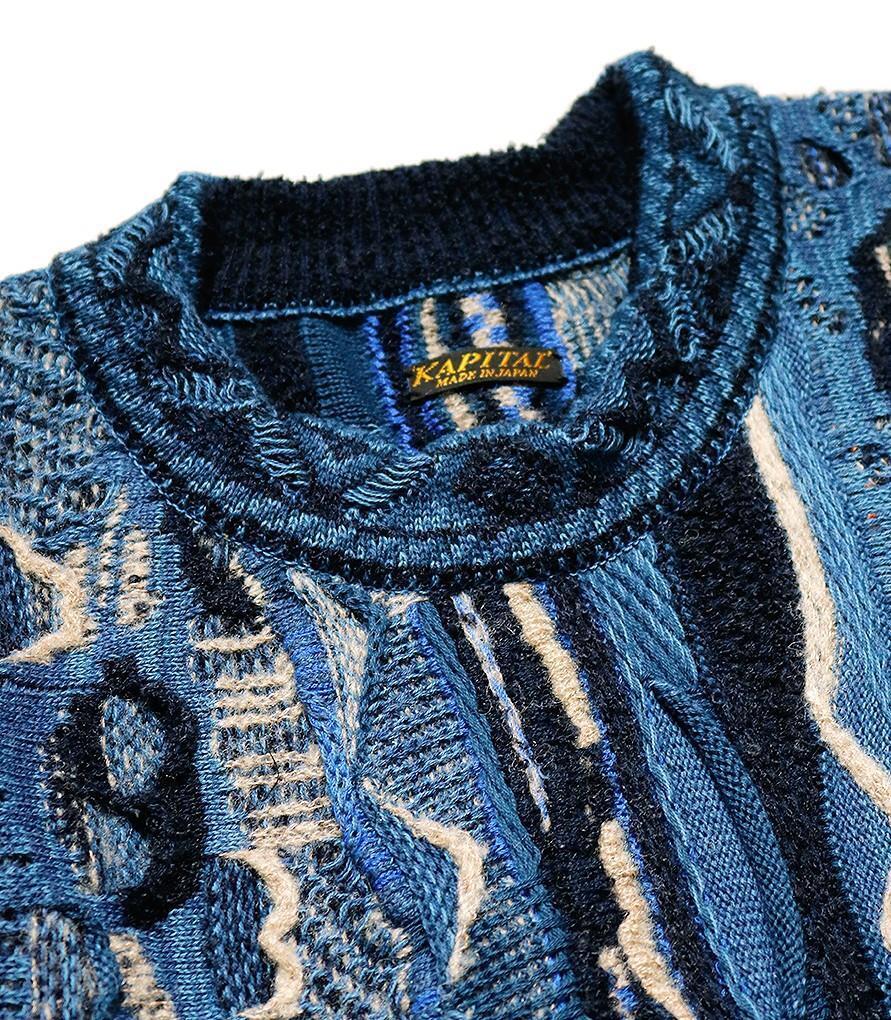 KAPITAL 7G BORO Gaudy sweater knit brand new navy made in KAPITAL 7G BORO Gaudy sweater knit brand new navy made in