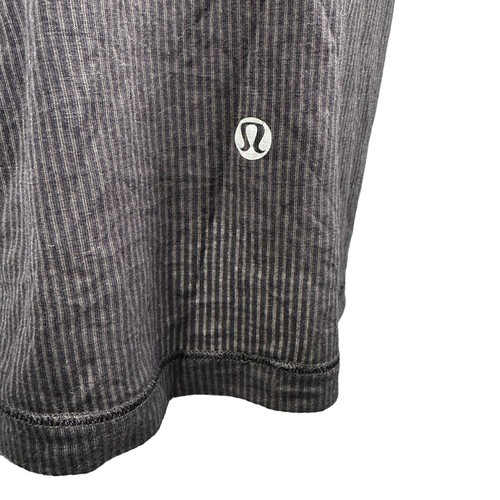 Lululemon Hoodie Womens 12 Dark Gray Striped Polyester Thumbhole Sleeves Stretch - Picture 8 of 11