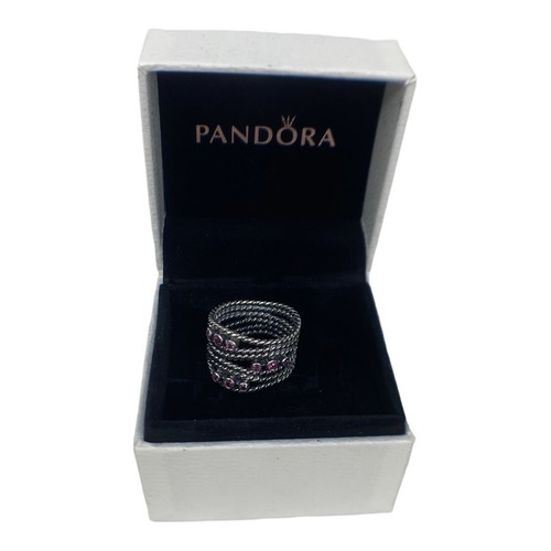 Pandora Sterling Silver Hidden Romance with Rhodolite Ring Size: 54 (7) - Picture 2 of 3