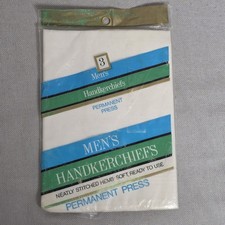New Vintage Paris Men's Handkerchiefs White Package Of 3 USA Permanent Press