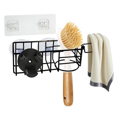 Smile Face Sponge Holder Kitchen Sink Caddy In-Sink Organizer w/ Cloth Hanger