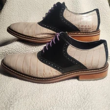  Cole Haan Colton Winter Saddle Oxford Crocodile-Embossed Leather Shoes - Sz 9.5