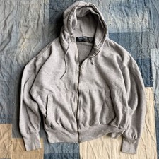 Vintage 80s Waffle Lined Thermal Hoodie Mens Large Gray Full Zip Distressed