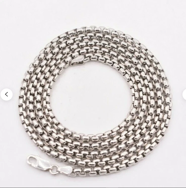 Sterling Silver Round BOX Link Pendant Chain/Necklace 22" 5.2 mm 60 grams