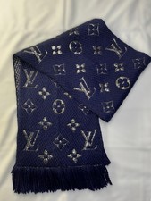 Louis Vuitton Sciarpa Autentica Blu Lana/Seta Premium Made in Italy