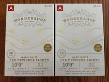 2 Boxes Wondershop At target warm white LED Dewdrop lights silver wire 10’9”