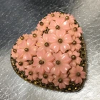 Vtg Miriam Haskell Pink Celluloid Flower Cluster Heart Dress Clip Unsigned 2"