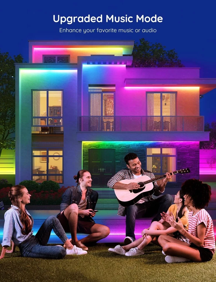 Tira de luces LED para exteriores Alexa, 65,6 pies Govee Smart LED trabajo con luces y tira Foto 3 de 4