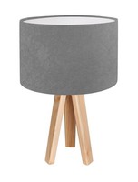 Nachttischlampe Schlafzimmer Grau Holz Stoff In Velours Optik Jerry Tischleuchte